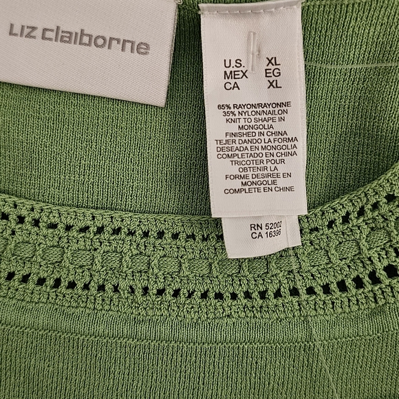 NWT Liz Claiborne Women's Camisole XL Green Layering Tank Crochet Neck Trim - Picture 5 of 5